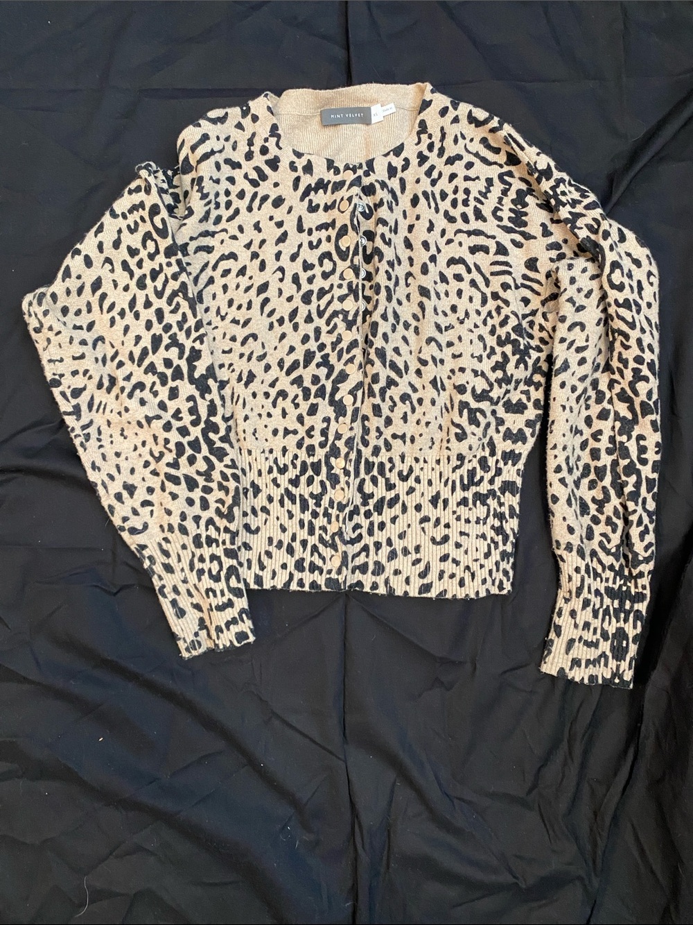 Rae Feather Leopard Print Button-Up Cardigan - Beige/Black